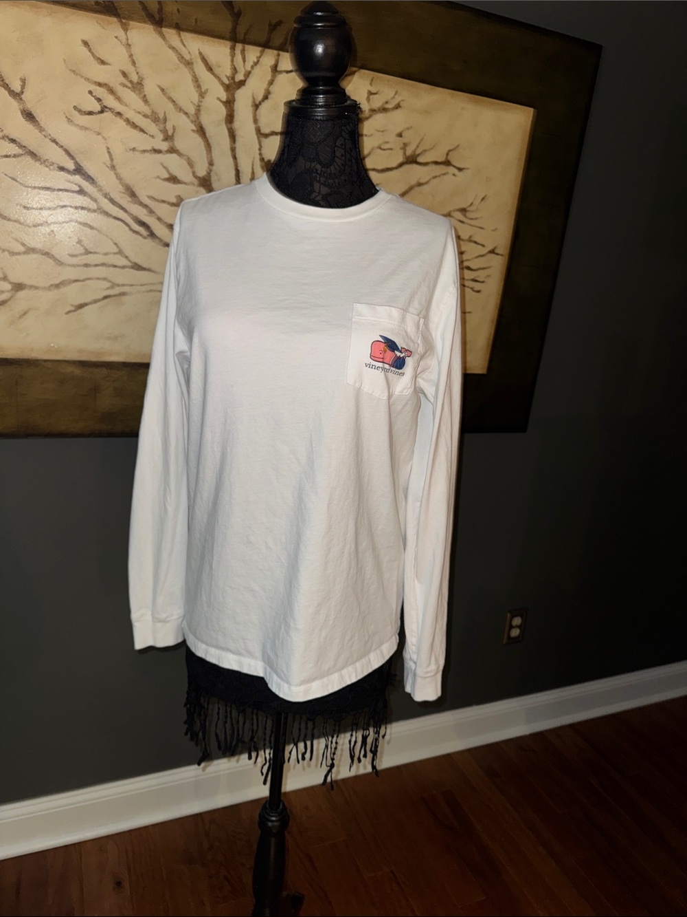 Class of 2019 Vineyard Vines White Long-Sleeve Pocket Tee with Whale Graphic